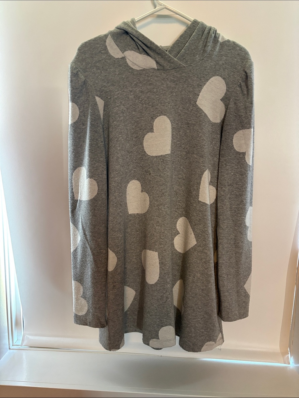 Cozy Gray Heart Hooded Tunic